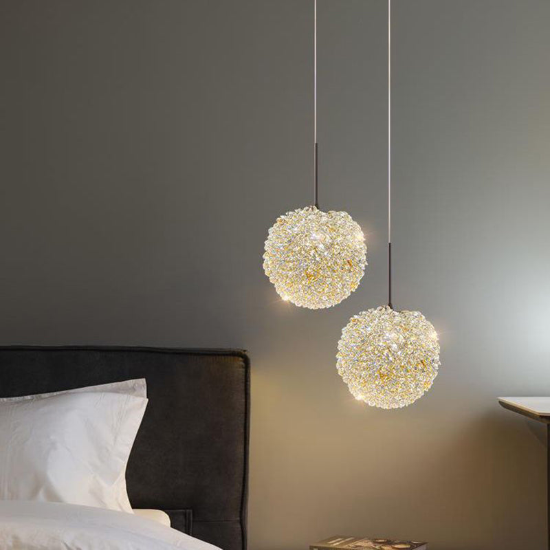 Luminaire suspendu contemporain de luxe avec abat-jour en cristal de litchi pour salon 