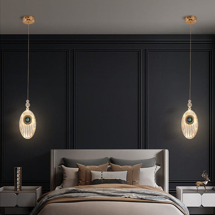 Lustre LED moderne en aluminium et acrylique en forme de coquille ovale pour chambre 