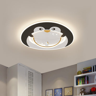 Lumière de plafond LED encastrée ronde en aluminium acrylique pour enfants Art déco moderne avec pingouin, panda, lion, mouton pour chambre 