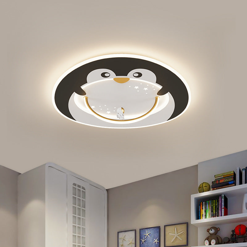 Lumière de plafond LED encastrée ronde en aluminium acrylique pour enfants Art déco moderne avec pingouin, panda, lion, mouton pour chambre 