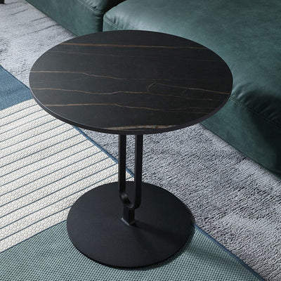 Table basse ronde en marbre minimaliste moderne en acier inoxydable à trois pieds pour salon 