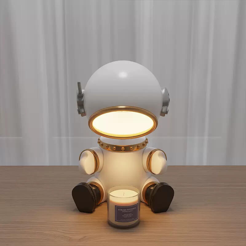 Lámpara de mesa de cera fundida con temporizador de 1 luz de robot de resina creativa de dibujos animados 