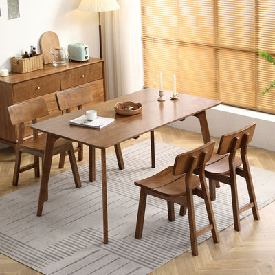 Chaise de salle à manger contemporaine en bois de frêne nordique avec dossier carré rectangulaire pour salle à manger 