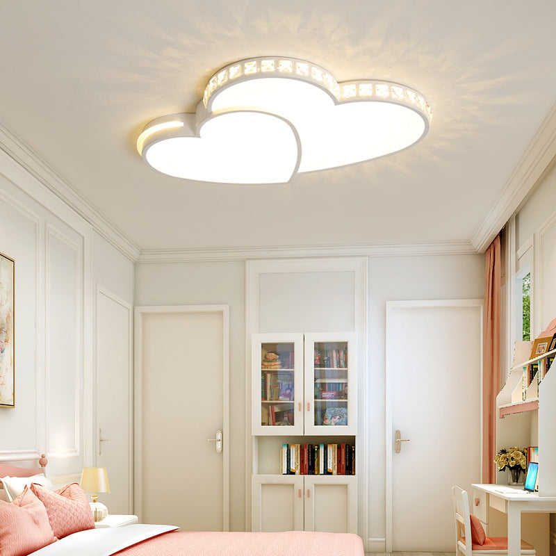 Zeitgenössische Einfachheit Kristall Rand Acryl Herz Form LED Unterputz Deckenleuchte für Schlafzimmer 
