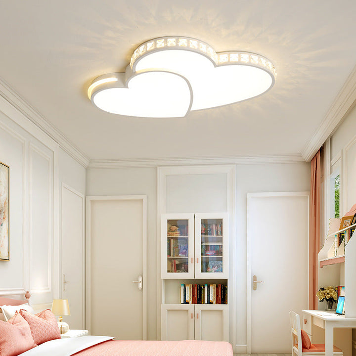 Zeitgenössische Einfachheit Kristall Rand Acryl Herz Form LED Unterputz Deckenleuchte für Schlafzimmer 