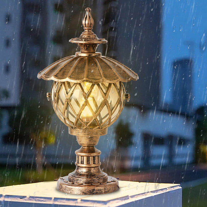 Traditional European Outdoor Lotus Column Head Light 1-Light Waterproof Garden Landscape Light For Outdoor