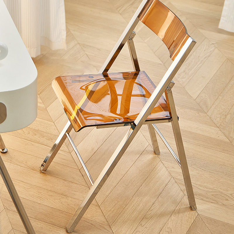 Moderner nordischer quadratischer Eisen-PET-klappbarer Esszimmerstuhl für das Esszimmer 
