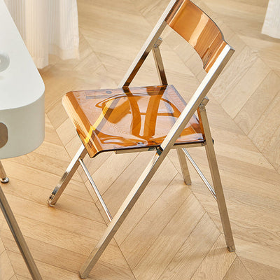 Silla de comedor de metal acrílico cuadrada nórdica contemporánea plegable para comedor 
