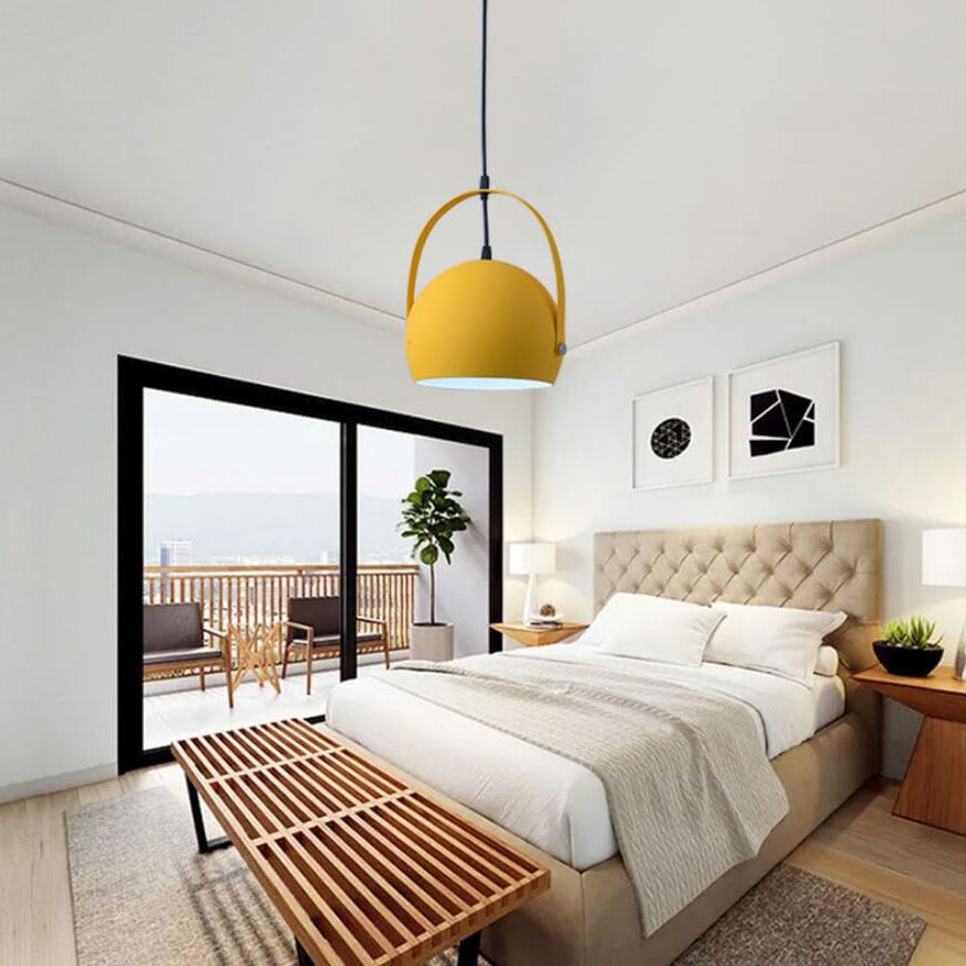 Contemporary Nordic Macaron Aluminum Semicircle 1-Light Pendant Light for Living Room