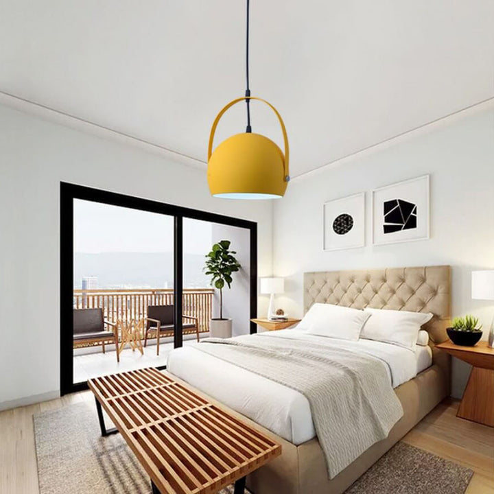 Contemporary Nordic Macaron Aluminum Semicircle 1-Light Pendant Light for Living Room