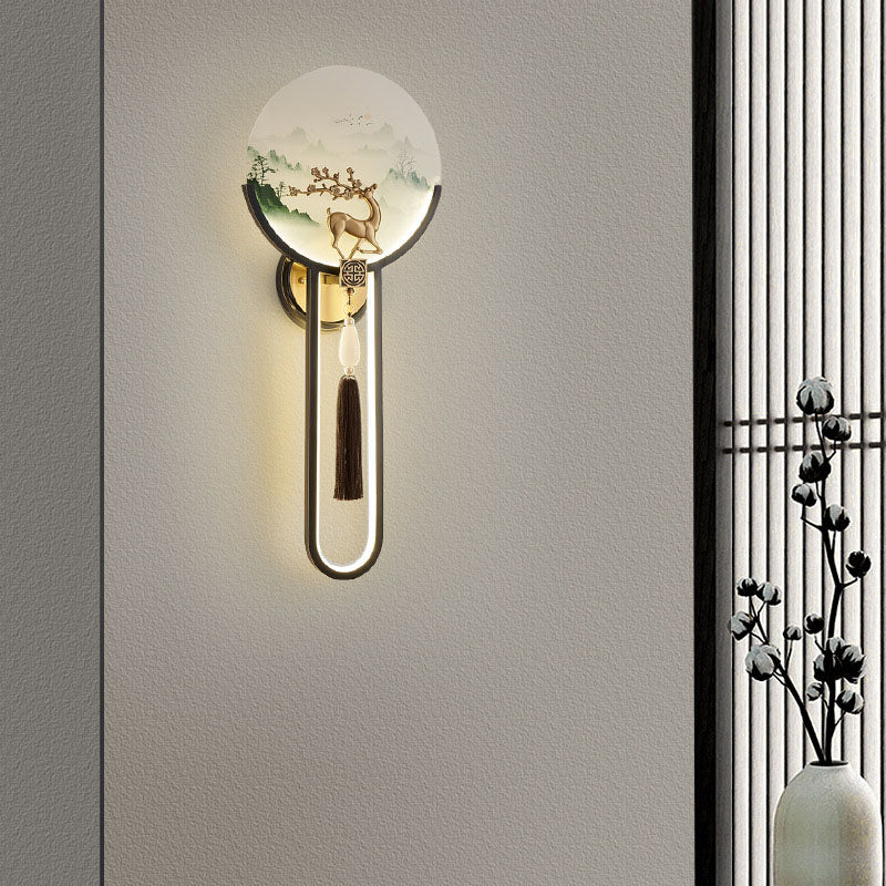 Modern Transitional Round Fawn All Copper Glass Silicone LED Wall Sconce Lamp For Living Room