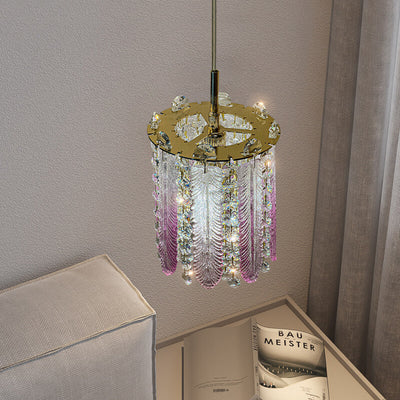 Suspension moderne en cristal cylindrique à 1 lumière pour salon 