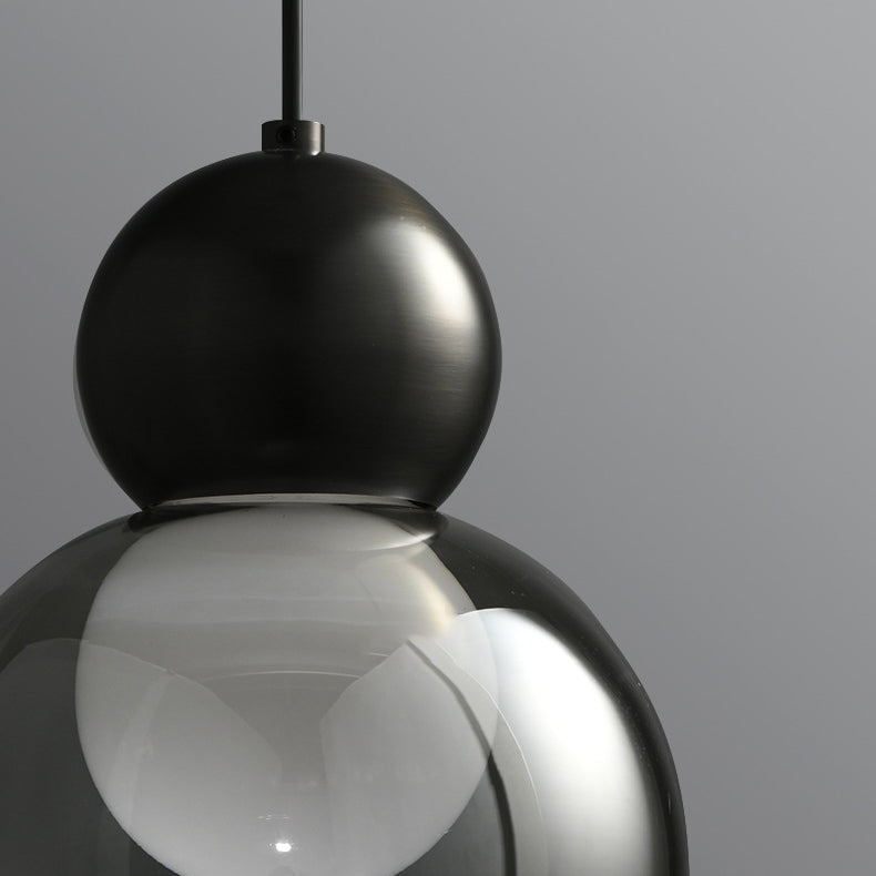 Zeitgenössische nordische runde Kugelzylinder-Kupferglas-1-Licht-Pendelleuchte für Wohnzimmer 
