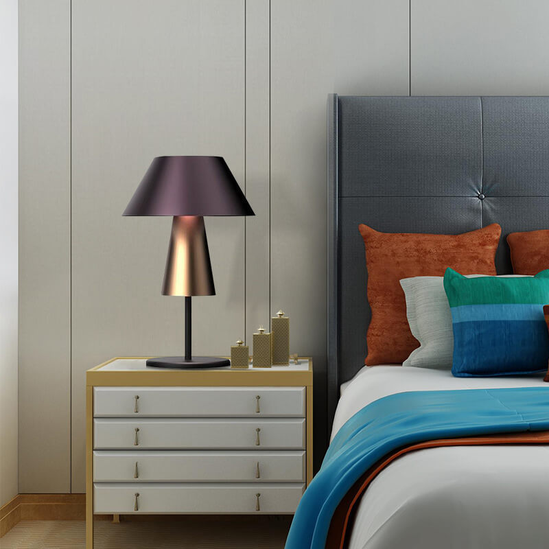 Modern Luxury Drum Cone Fabric Iron 1-Light Table Lamp for Bedroom