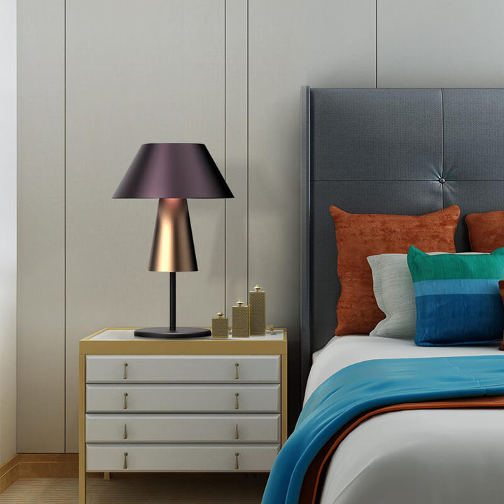 Modern Luxury Drum Cone Fabric Iron 1-Light Table Lamp for Bedroom
