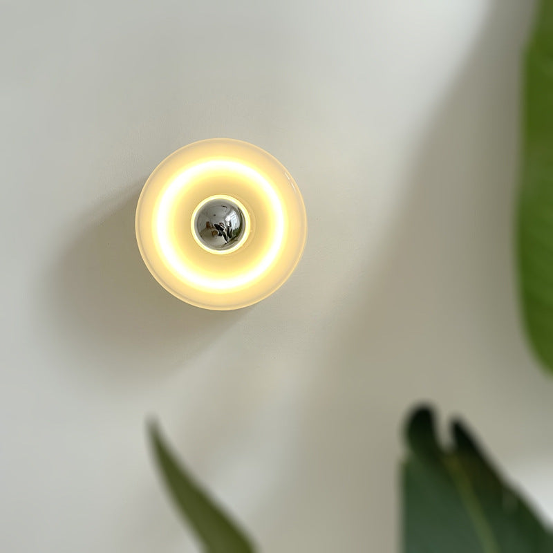 Moderne Mid-Century Runde Eisen Glas 1-Licht Wandleuchte Lampe für Wohnzimmer 