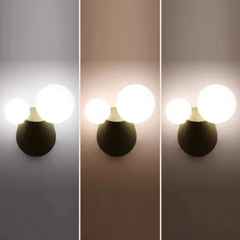 Moderne minimalistische runde Tischkugel Harz PE 2-Licht Wandleuchte Lampe für Schlafzimmer 