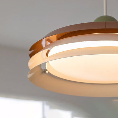 Zeitgenössische nordische runde dreifache Scheibe Eisen Acryl LED Pendelleuchte für Wohnzimmer 