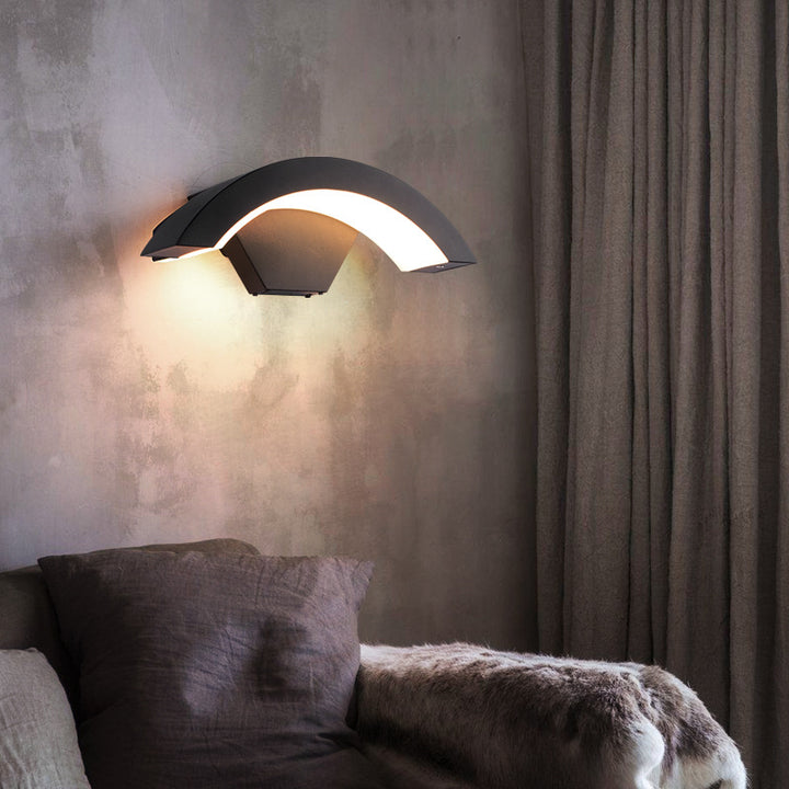 Zeitgenössische industrielle wasserdichte menschliche Sensor-Aluminium-Mondform-LED-Wandleuchterlampe für die Terrasse im Freien 