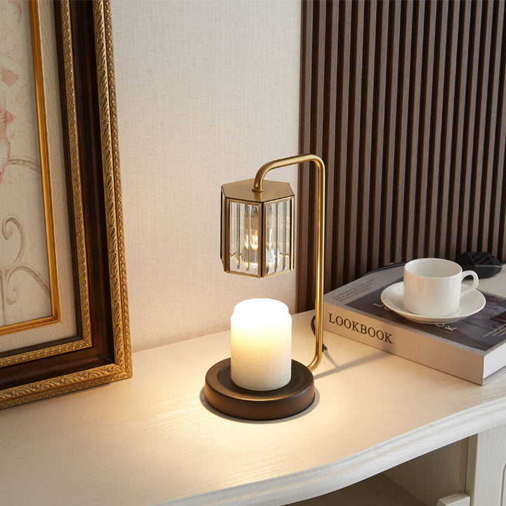 Contemporary Retro Iron Glass Cylinder Shade 2-Light Melting Wax Table Lamp For Bedroom