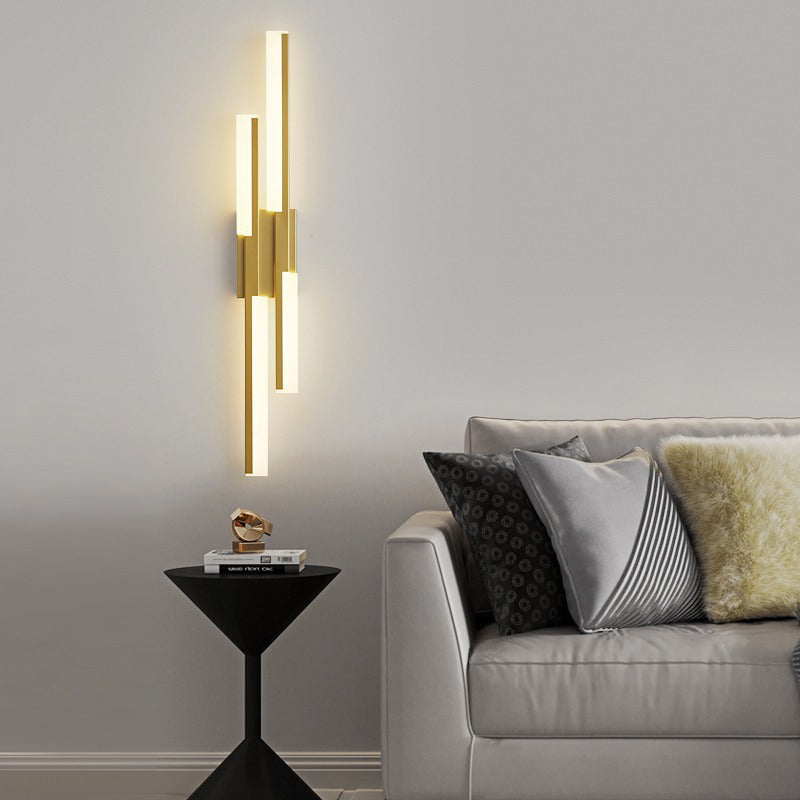 Moderne minimalistische vertikale Bar Acryl Eisen LED Wandleuchte Lampe für Wohnzimmer 