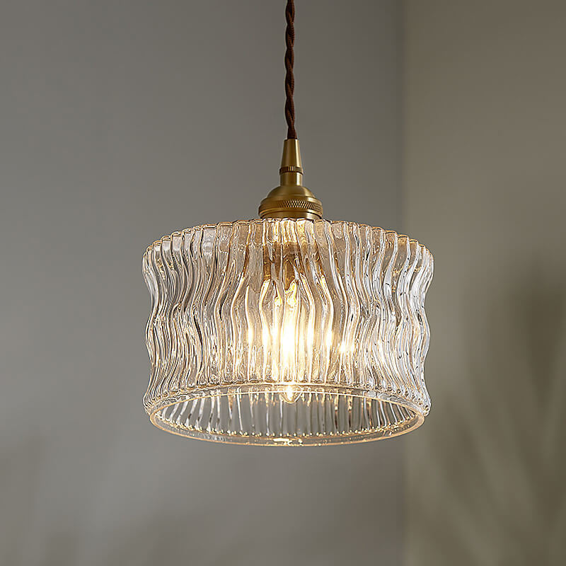 Moderne minimalistische Laterne geschnitztes Glas Kupfer 1-Licht Pendelleuchte 