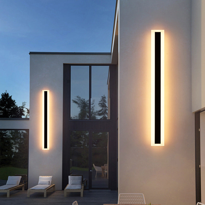 Applique murale LED en aluminium acrylique rectangulaire longue et minimaliste moderne pour jardin 