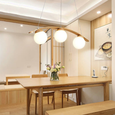 Japanischer minimalistischer Langsäulen-Kronleuchter aus Messing mit LED-Inselleuchte