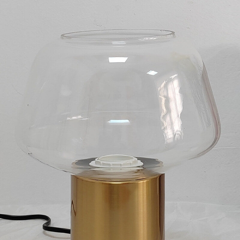 Moderne minimalistische zylindrische Marmor-Eisen-Glas Tischlampe mit 1 Licht 
