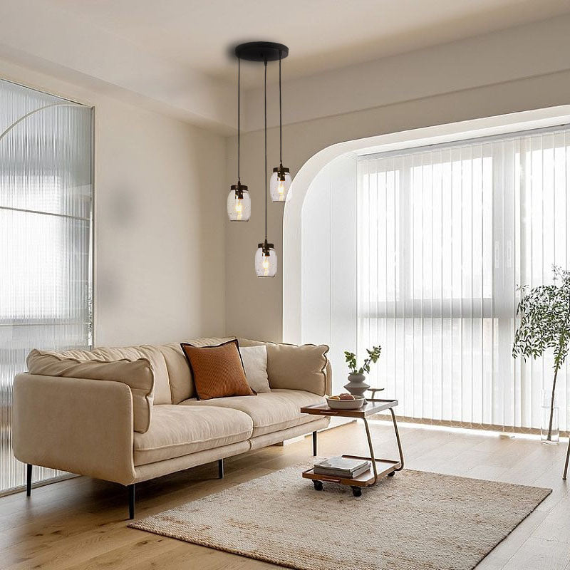 Modern Simplicity Iron Glass Bottle 3-Light Chandelier For Living Room