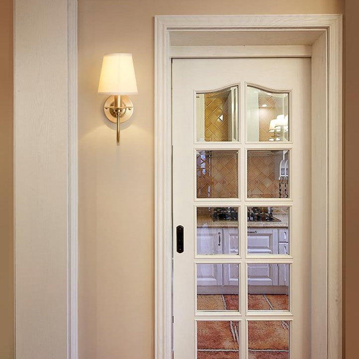 Contemporary Scandinavian Bent Brass Fabric 1-Light Wall Sconce Lamp For Living Room