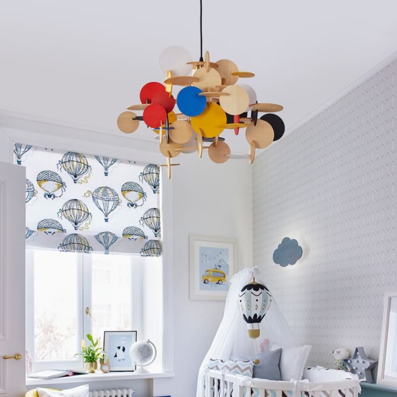 Nordic Creative Round Building Blocks Solid Wood 1-Light Pendant Light