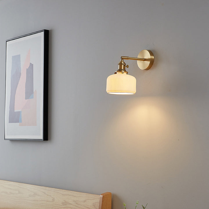 Moderne minimalistische gestreifte Keramikglas 1-Licht Wandleuchte 