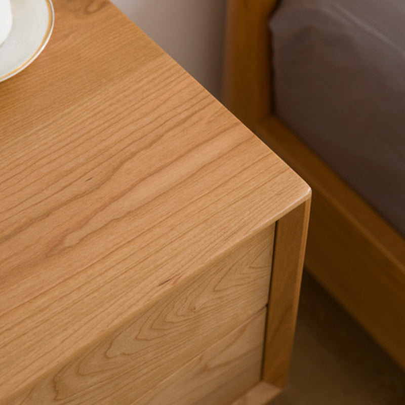 Table de nuit nordique contemporaine en bois massif à 2 tiroirs pour chambre 