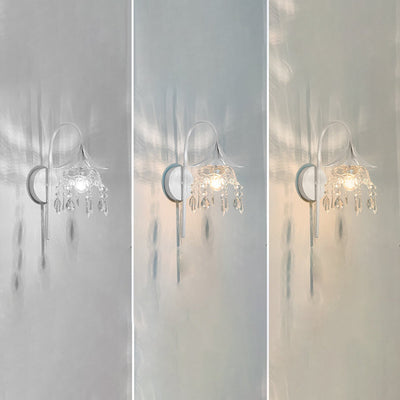 Zeitgenössische kreative Eisen Lotus Blume Glas Schatten Kristall 1-Licht Wandleuchte Lampe für Wohnzimmer 
