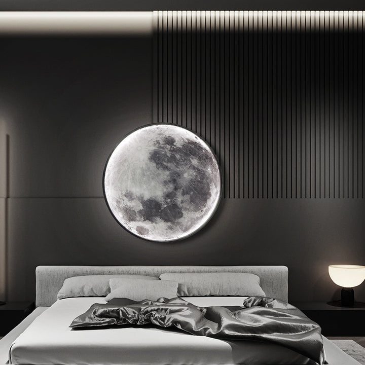 Contemporary Creative Round Moon Iron Acrylic LED Wall Sconce Lamp For Living Room