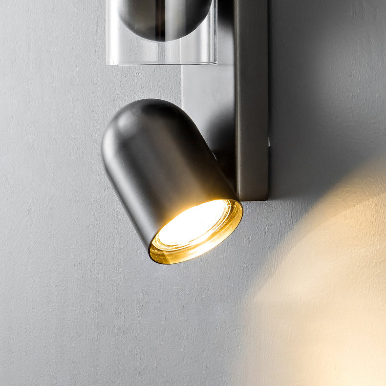 Moderne minimalistische Zylinder Rechteck drehbare Eisen Glas 2-Licht Wandleuchte Lampe für Wohnzimmer 