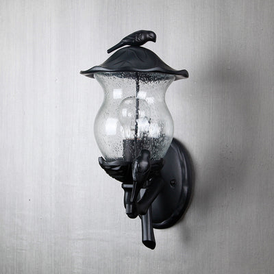 Lampe murale à une lumière en verre d'aluminium pour oiseaux en gourde traditionnelle européenne pour patio extérieur 