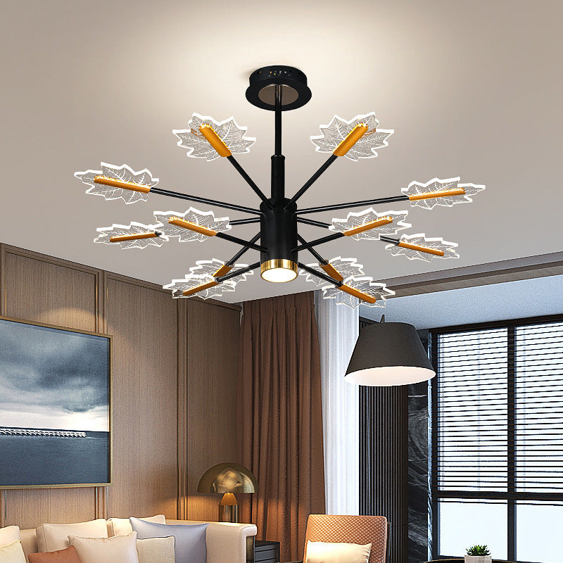 Lustre LED en fer acrylique à feuilles d&