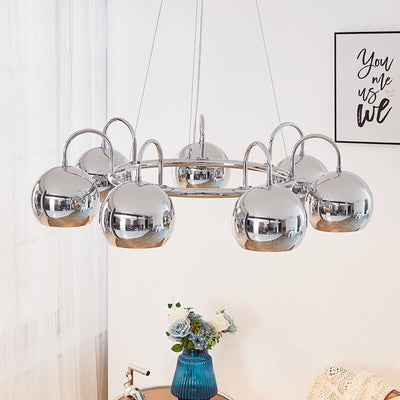 Nordic Minimalist Spherical Electroplated Iron Silver Finish Frame 3/5/7-Light Chandelier