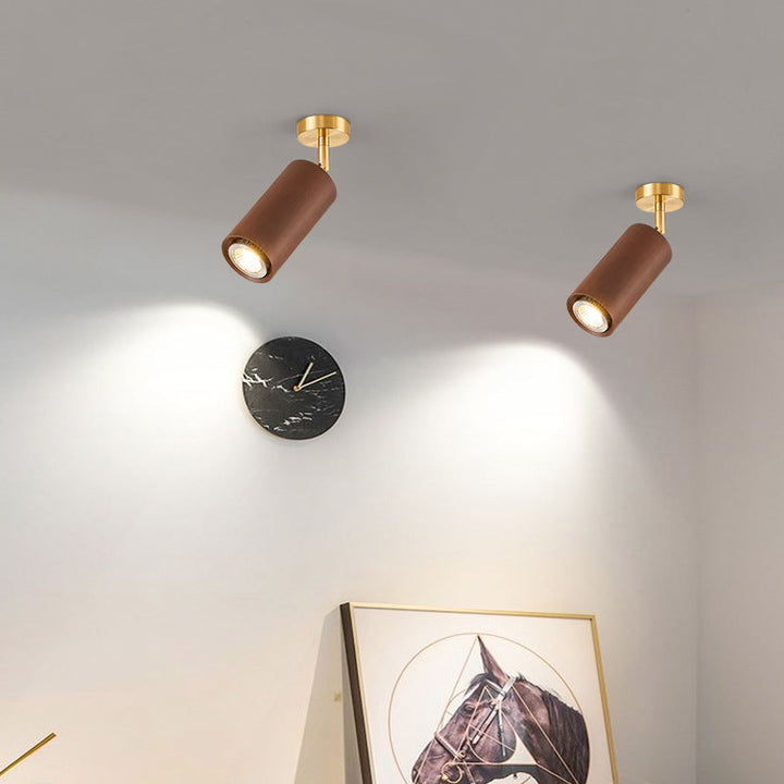 Plafonnier semi-encastré LED en bois de fer cylindrique chinois traditionnel pour salon 