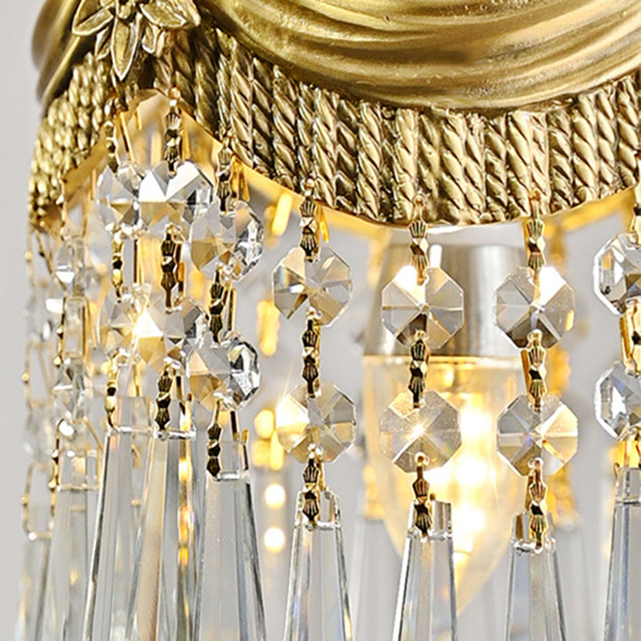 Vintage Luxus Kristall Kupfer Quaste 1-Licht Pendelleuchte