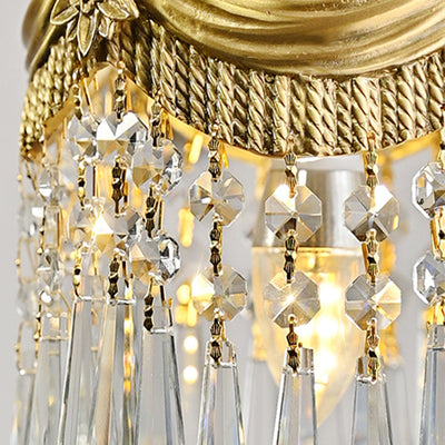 Vintage Luxury Crystal Copper Tassel 1-Light Pendant Light
