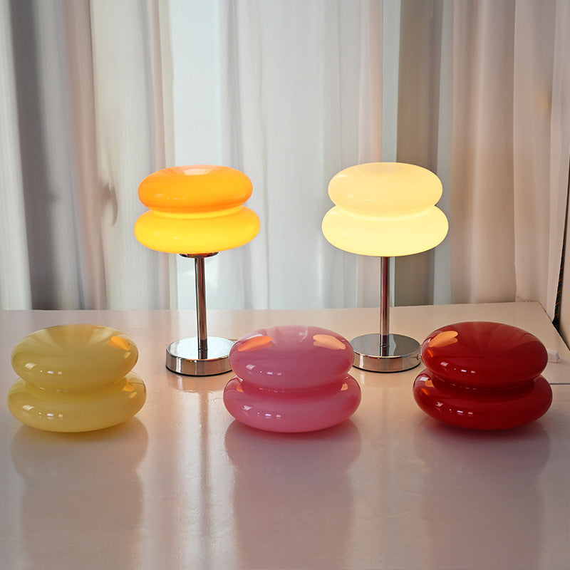 Zeitgenössische kreative runde Pilz USB Glas Eisen LED Tischlampe für Wohnzimmer 