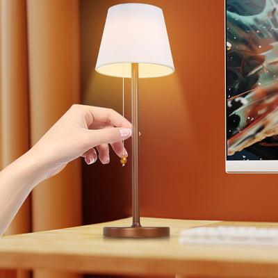 Modern Simplicity Fabric Aluminum Plastic Silica Cylinder LED Rechargeable Table Lamp For Bedside