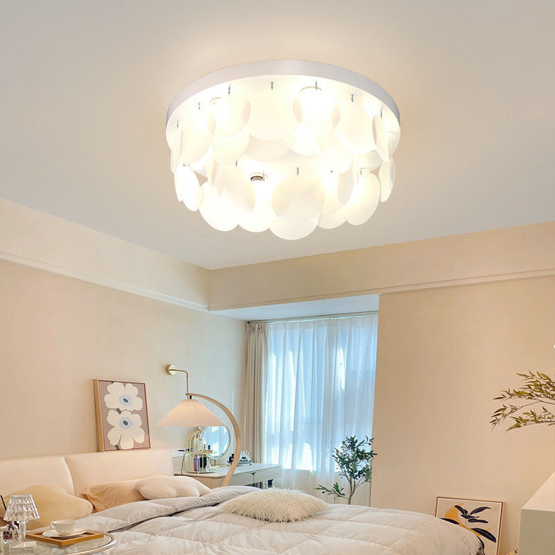 Modern Art Deco Iron PVC Round Piece 6/10 Light Flush Mount Ceiling Light For Bedroom