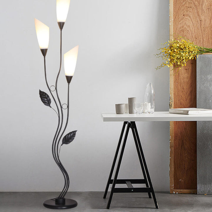 Retro Kreative Acrylblumen-Schirm Eisenblatt Deko-Rahmen 1-Licht Stehende Stehlampe 