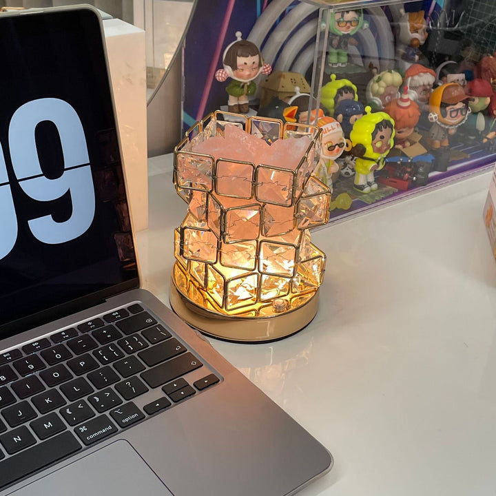Contemporary Creative Hardware Cube 1-Light Table Lamp For Bedroom