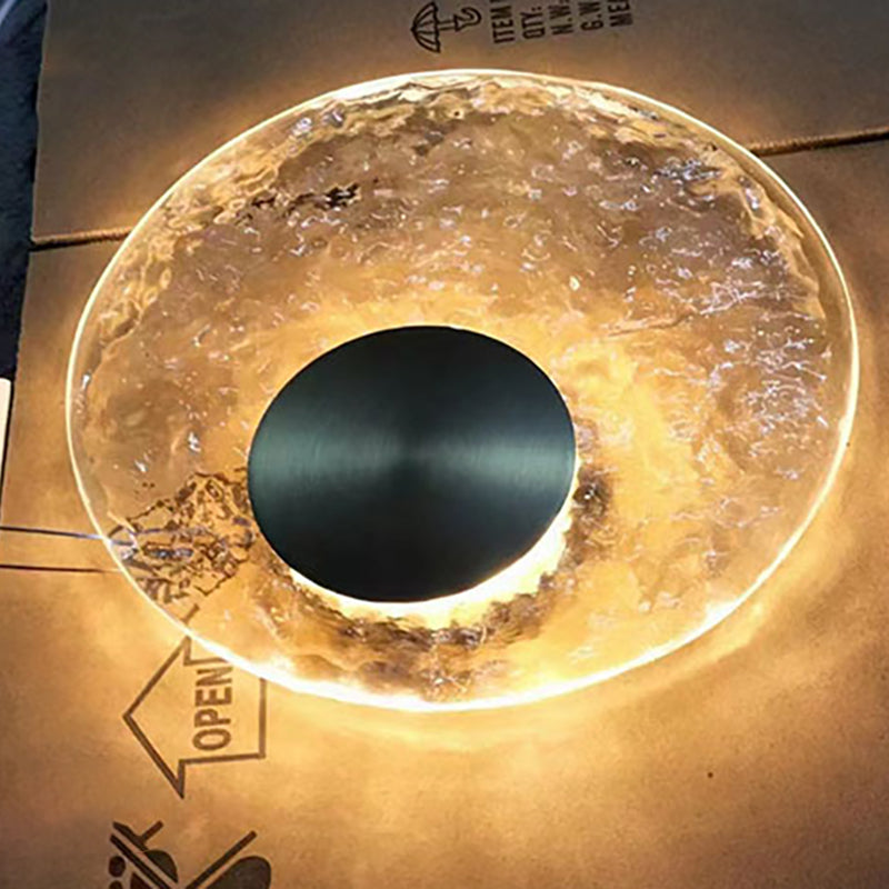 Zeitgenössische Luxus Messing Wasser-ripple Runde Kristall LED Wand Leuchte Lampe Für Wohnzimmer 