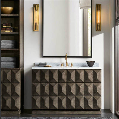 Modern Minimalist Glass Strip Mirror Vanity Light 1-Light Wall Sconce Lamp